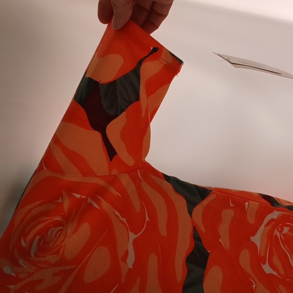 LULAROE - Orange, Green & tan Flower Print "Irma" Tunic Top - Size xxs, high/low - Picture 3 of 4